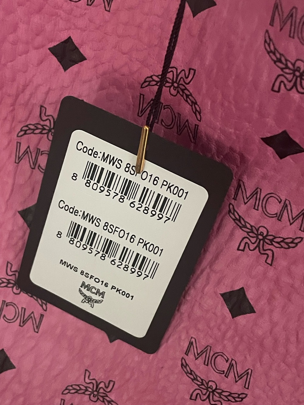 MCM Pink Visetos Signature Satchel with Gold Hardware - Picture 12 of 16